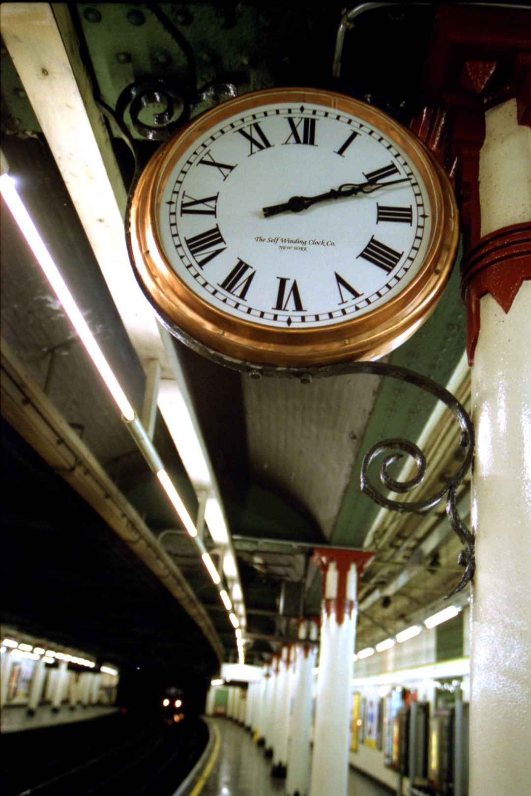 The clock at Temple Station on the London Underground